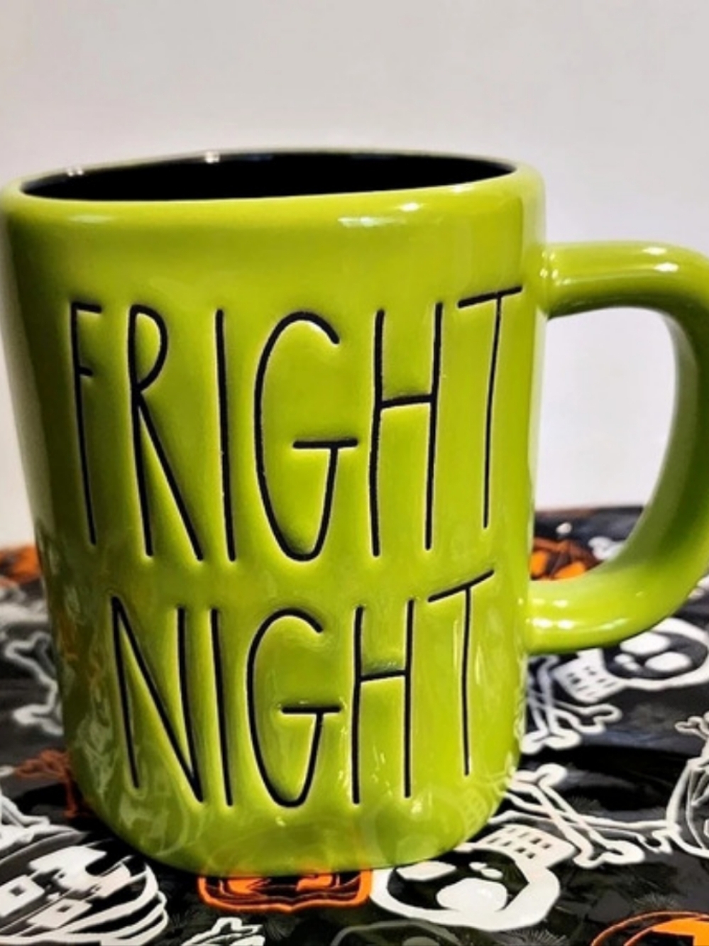 Rae Dunn Fright Night Neon Green Halloween Mug